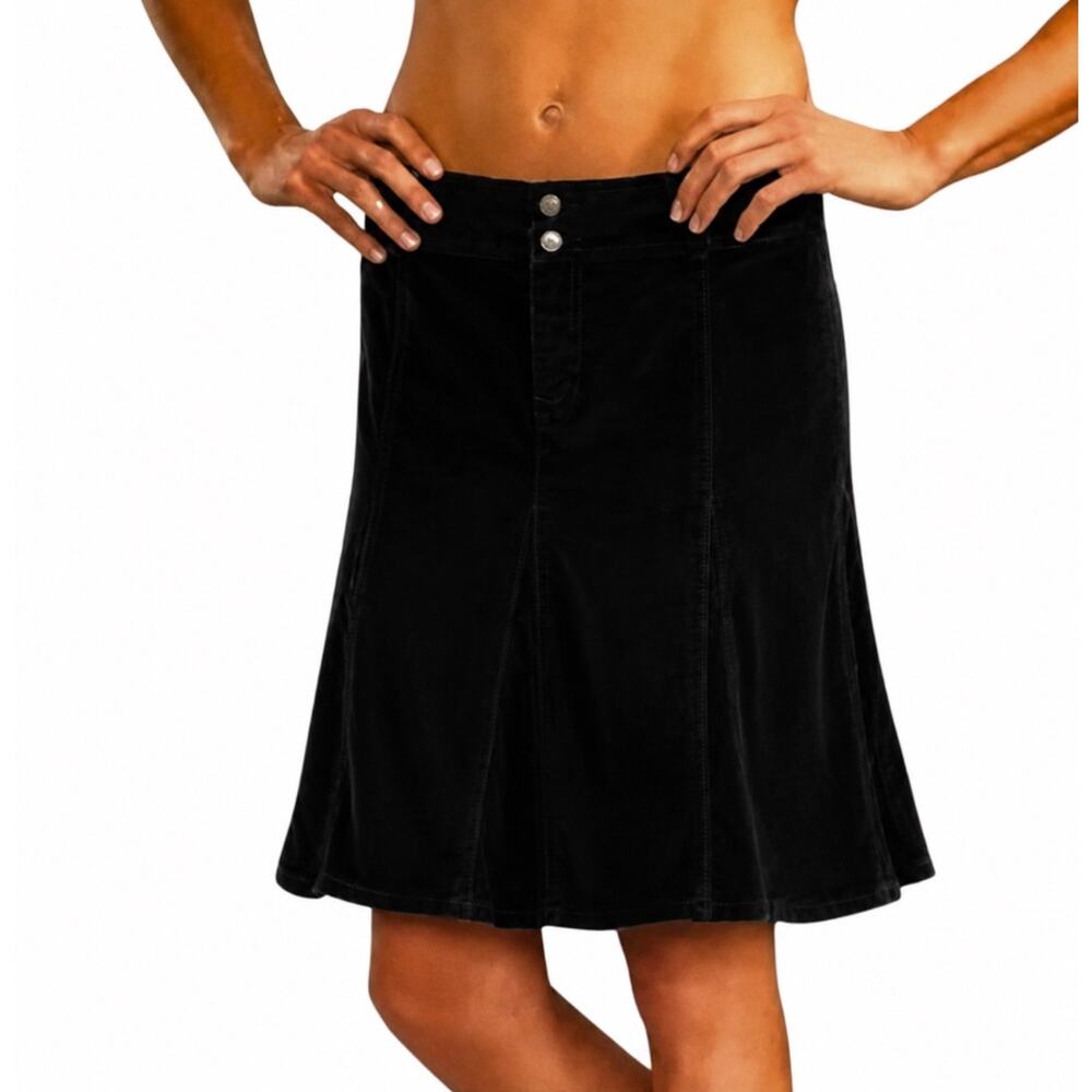 Athleta Whenever Cord Skirt Black Corduroy A-Line Size 12 Stretch Casual Pockets